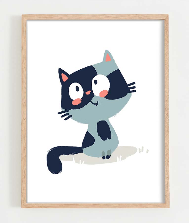 Katze Kinderbild Poster Plakat Karte Miniprint